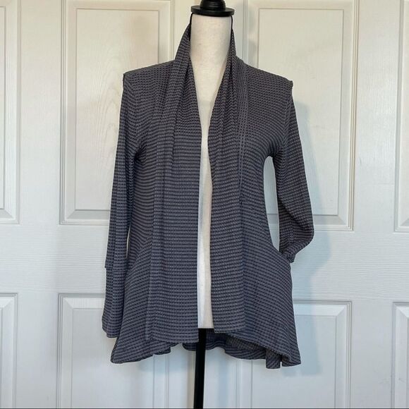 Altar’d State Thermal Raw Edge Slub Shaw Pocketed Cardigan, Medium - Picture 2 of 14